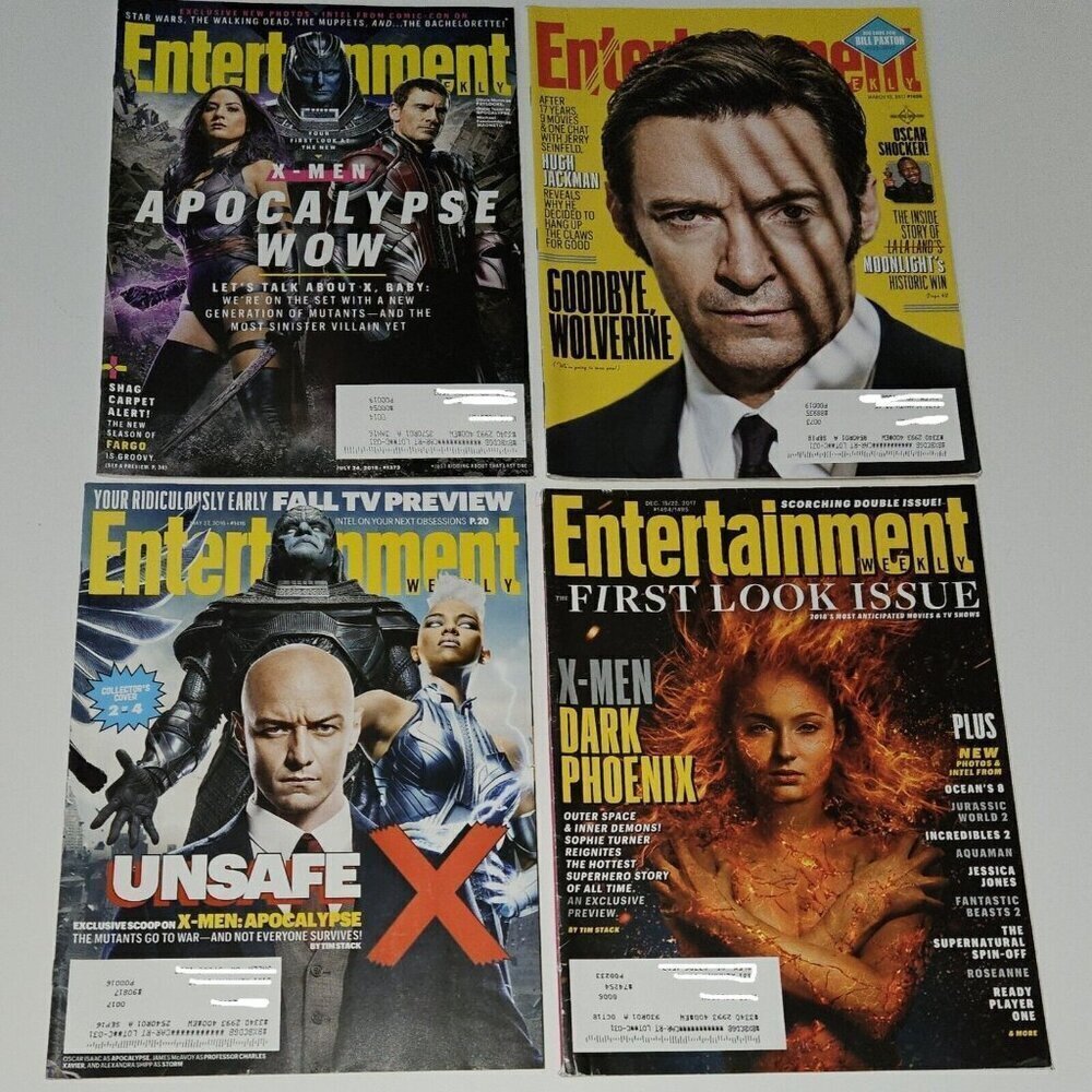 4 X-Men Entertainment Weekly Magazine Lot Wolverine Apocalypse Dark Phoenix
